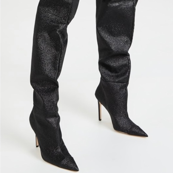 GOOD AMERICAN SLOUCH OVER THE KNEE BLACK GLITTER BOOTS. NEW IN BOX. - Picture 14 of 16